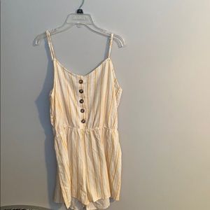 Yellow and white striped short romper